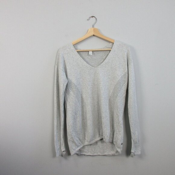 Lululemon Still Movement Sweater Women's 6 Gray Cotton Open Knit Casual 252 - Picture 1 of 10